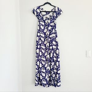 Floral Blue and White Maxi Dress